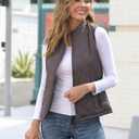 Fuinloth Women's Lightweight Warm Puffer Quilted Vest - 4-Pockets Stand Collar Zip Gilet, Fall Winter Outerwear (Black)