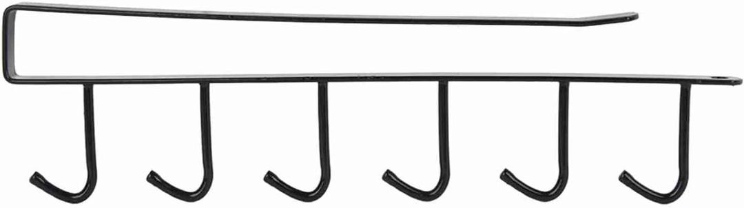 flexman Mug Holder Under Cabinet, Multifunction Iron Cup Organizer for Kitchen Cabinets, Non Drilling Coffee Cups Holder Only Suitable for Flat Buttom Cabinet Without Any Lip (Black)