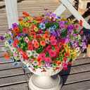 Agusbagli 72 Bundles 14inch Artificial Flowers for Outdoors UV Resistant,