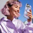 3 x GVIEWIN Magnetic for iPhone 16 Pro Max Case Compatible with Magsafe, [Screen & Camera Lens Protector] Fashion Pattern Translucent Shockproof Phone Cover for 16 Pro Max 6.9" (Starry Butterfly/Purple)