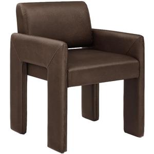 Modway Daven Fully Upholstered Vegan Leather Dining Chair in Espresso Mid-Century Modern Faux Leather Accent Chair with Cushioned Seat for Living Room, Office, Bedroom