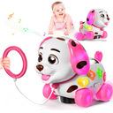 ToddlerCley Musical Puppy Toys for 1 Year Old Girl Gifts, 1st Birthday Gril Gift, Bilingual Baby Toy 61218 Months, Learning Toy for 1 Year Old Boy Present with Sound Light