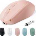 Wireless Bluetooth Mouse USBC for MacBook Air Laptop, USB C Rechargeable Wireless Mouse Compatible with Mac Desktop/Surface Pro Portable Computer Mice (BT5.2/3.0, 2.4G USB A, Type-C) (Pink)
