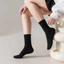 Womens Crew Socks Size 5-9 Cute Casual Athletic Crew Neutral Long Fall Cotton Socks for Women 6 Pack (Black)