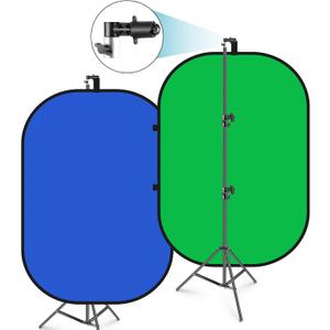 Neewer 5x7ft/1.5x2m Chromakey Foldable Backdrop with Stand 8.5ft/2.6m, 2-in-1 Reversible Green Blue Green Background Panel for Photography Studio, Live Streaming, Video Calls, Games
