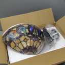 Capulina Tiffany Lamp Stained Glass Wall Sconces 12 Inches Wide Cream Brown Style Wall Light Fixtures for Hallway Stairway Bedroom Cinema Bathroom