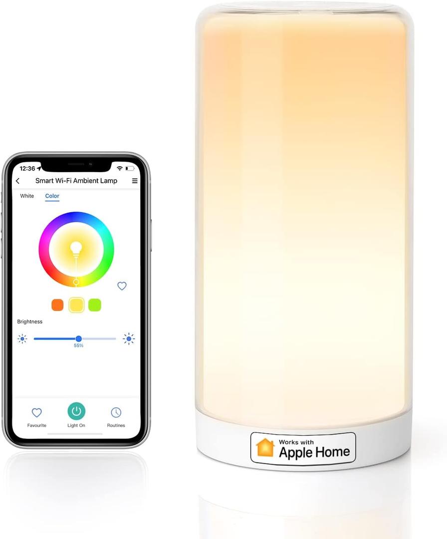 meross Smart WiFi Table Lamp, Bedside Lamp, Compatible with Apple HomeKit, Siri, Amazon Alexa and SmartThings, Tunable White and Multi-Color, Touch Control, Voice and App Control Large