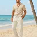 Zylioo 33"/35" Inseam Tall Linen Pants, Extra Long Pants for Men, Wide Leg Summer Pants for Men Lightweight Casual (Gray)