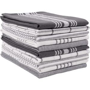 KAF Home Soho Kitchen Dish Towel Set of 10 | 18 x 28 Inch Tea Towels | Soft and Absorbent Mixed Set of Flat Towels (Charcoal)