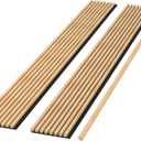 Modern 94 L x 11.25 W Acoustic Slat Wall Panels with End Cap  Premium Wood Sound-Dampening Wall Treatment for Living Rooms, Offices & Studios  2-Piece Decorative Noise-Reducing Panel Set