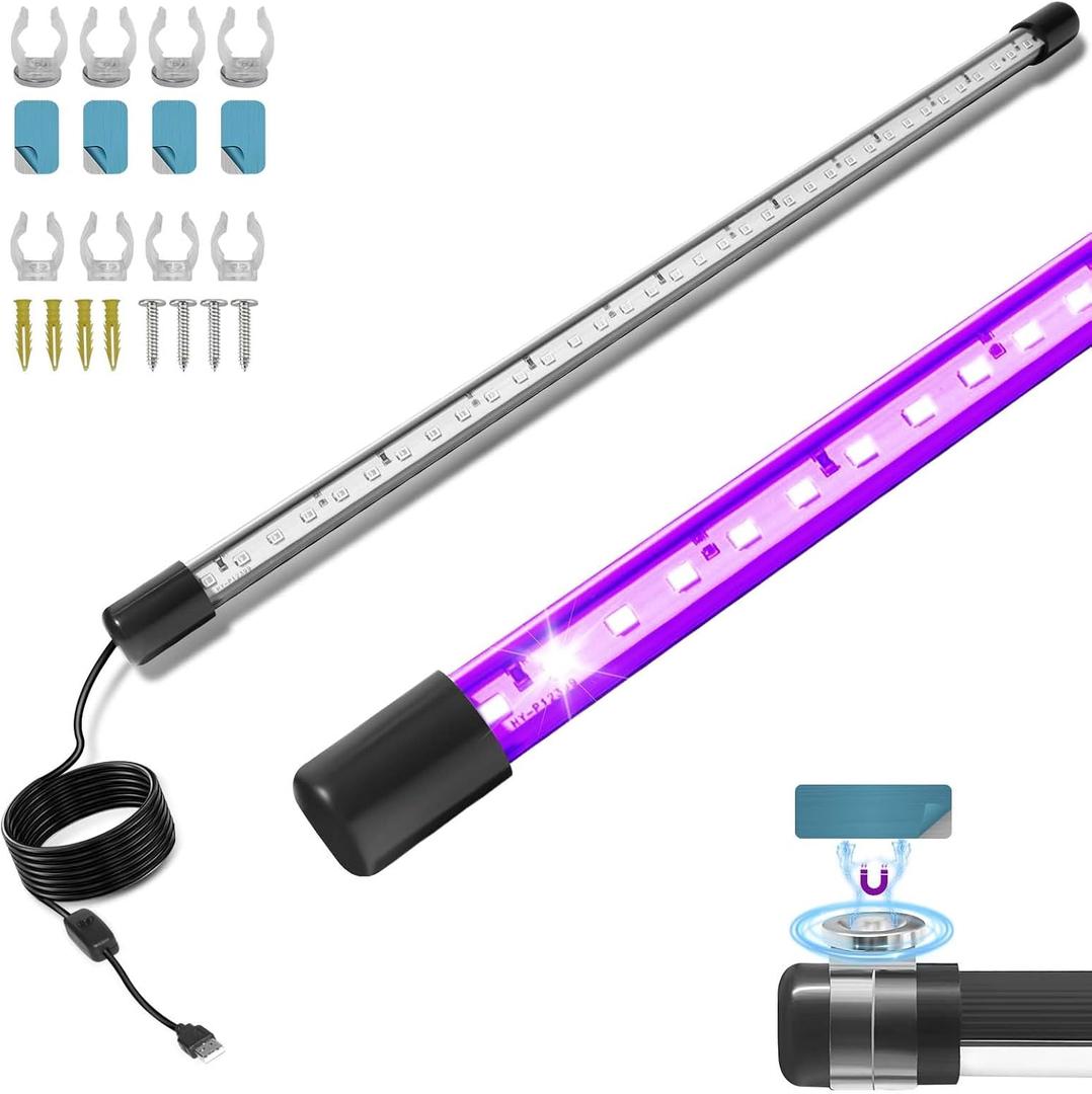 2 Pack 15W Black Light Bar Light, Black Lights Party Supplies for Halloween Glow Fluorescent Party, Display Magnetic