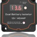 Smart Dual Battery Isolator 12V 140A Auto or Manual Control, Waterproof Voltage Sensitive Relay(VSR) with Digital Voltmeter for Car, RV, ATV, UTV, Boat, Marine