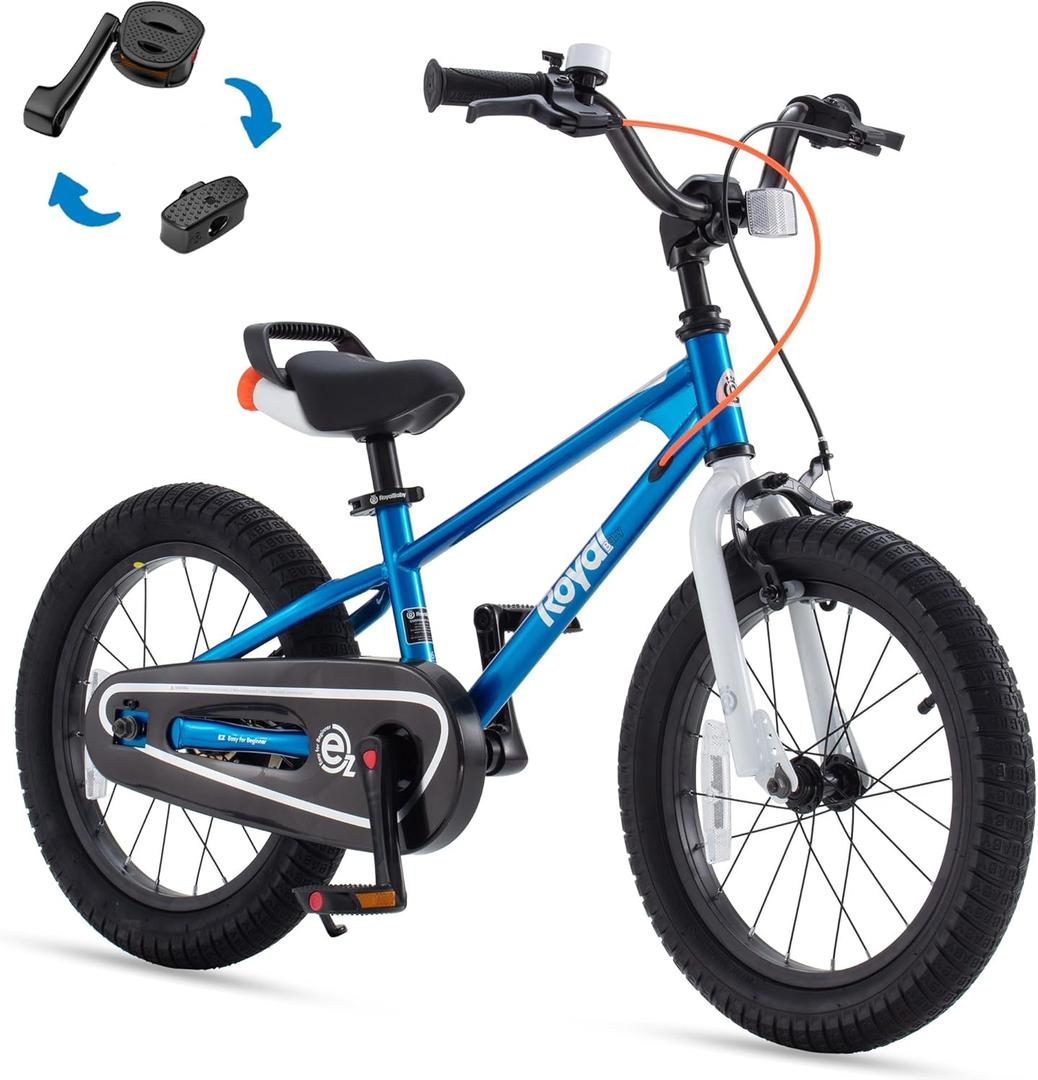 RoyalBaby Kids Bike EZ Balance to Pedal Dual Handbrake Toddlers Boys Girls Bicycle 12-20 Inch for Age 3-10 Years (Blue)