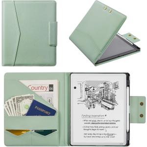CoBak Premium PU Leather Case for 11" Kindle Scribe 3rd Gen 2025, Kindle Scribe Colorsoft, TouchPad D10, Folio Cover with Pen Holder, Auto Sleep/Wake, Card Slots & File Folders, Not for Remarkable