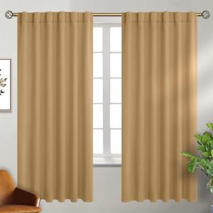 BGment Rod Pocket and Back Tab Blackout Curtains for Bedroom - Thermal Insulated Room Darkening Curtains for Living Room, 2 Window Curtain Panels (52 x 72 Inch, Khaki)