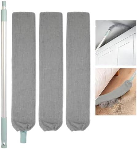 Retractable Gap Dust Cleaner, Long Handle CleaningTool with 3 Washable Microfiber Dusting Cloths, Duster Brush for Cleaning Under Appliances
