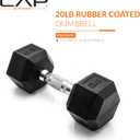 CAP Barbell 20 LB Coated Hex Dumbbell Weight, New Edition