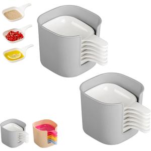 2 Set Dipping Sauce Plate and Holder, Plastic Dipping Dish, Soy Sauce Dish, Mini Dipping Bowls with Handle, for ketchup, Soy, Barbecue and Party Dinner