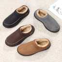 Mens Slip-On Moccasin Slippers, Warm Winter Microsuede House Shoes with Memory Foam, Indoor and Outdoor Loafer Style (11-12, Tan)