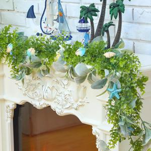 6 ft Christmas Coastal Decor Shell Garland Beach Mantel Swag Beach Decor Starfish Table Greenery Seashell Centerpiece Starfish Mantel Garland for Christmas Home Dining Bedroom Doorway