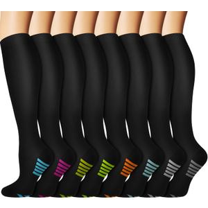 Graduated Copper Compression Socks for Men & Women Circulation 7 Pairs 15-20mmHg - Best for Running Athletic Cycling (Large-X-Large, 04 Assorted)