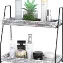 Bathroom Vanity Organizer 2-Tier Wood Countertop Storage Counter Shelf for Makeup Skincare Perfume Jewelry Tray Spice Rack White