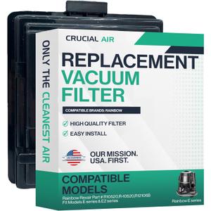 1 Replacement Vacuum Filter -Compatible With Rainbow Rexair Part # R10520,R-10520,R12106B - Fit Models E series - Washable Filter - (1 Pack) by Crucial Vacuum