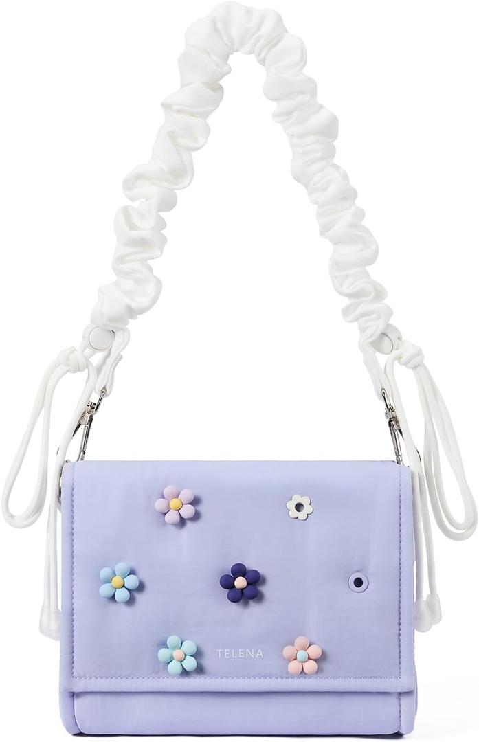 Telena DIY Customizable Crossbody Bags Snaphole Shoulder Bag for Women with DIY Charm Set (Flower Series, Blueberry Dream-1)