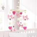 Baby Mobile for Crib Pink Bow Baby Crib Mobile for Girls Handmade Coquette Bow Nursery Decor for Infant Bedroom Hanging Pink Girls Room Decor for Bassinet Gender Reveal Newborn Gifts