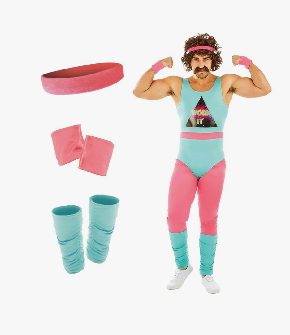 fun shack 80s Exercise Costumes For Men, 80s Workout Costumes, Retro Fitness Outfits For Men, 80s Gym Attire, L