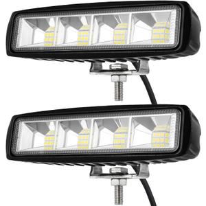 Young Marine 6 inch 72W Waterproof Led Boat Lights Spotlights Deck/ Dock Marine Lights 4000LMS 120°Flood Light Led Light Bar, 2 PACK, 12/ 24 V
