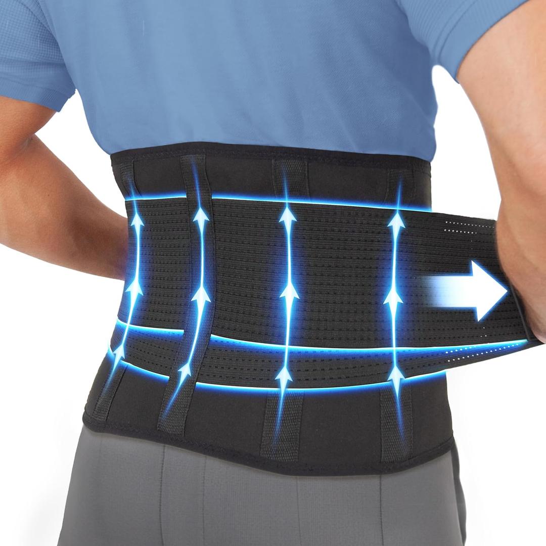 Clever Yellow Premium Back Support Belt, Back Brace, Lumbar Support Belt, Lower Back Support for Men and Women, Back Braces for Lower Back Pain, Sciatica Pain Relief Products (L) (L 31"-37")