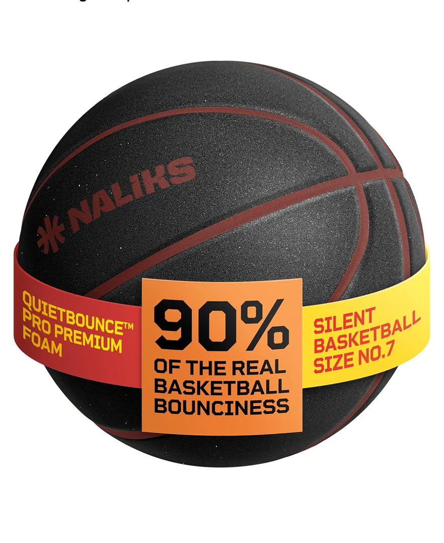 Silent Basketball Size 7, 29.5” – Airless Indoor Basketball | Gift Box Included, Pro PU Foam Basket Ball, for Quiet Dribbling Indoor, Real Grooves, 90% Bounciness, 12.7 Oz