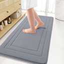 Arotive Memory Foam Bathroom Rug Mat 47x24, Ultra Soft and Absorbent Bath Mat, Machine Wash Dry, Comfortable Bath Rug Carpet for Bathroom Floor, Tub and Shower, Medium Grey