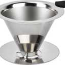Pour Over Coffee Dripper Stainless Steel Reusable Filter Paperless Cone Coffee Maker Dripper for 1-2 Cup