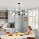 AMZASA Black Sputnik Chandeliers, 12 Light Modern Farmhouse Mid Century Pendant Light, Chandeliers for Dining Room Living Room Kitchen Island Entryway Foyer, UL Listed