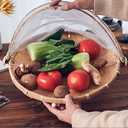 Round Bamboo Tent Basket with lid, Vegetables/Fruits, Bread, Storage Basket (14.1 inches in Diameter)