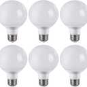 Lxcom Lighting G60 LED Light Bulb 3W Globe Bulbs 25W Incandescent Bulb Equivalent E26/E27 Base Daylight White 6000K 300LM LED Small Vanity Light for Makeup Mirror Home Lighting, 6 Pack