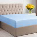 Full Fitted Bed Sheet - Bottom Single Fitted Sheet Only - Soft Hotel Luxury Bedding w/ 8-16 Inch Deep Pockets - Breathable, Cooling & Wrinkle Free - Easy-Care, Fade and Shrink Resistant - Light Blue (19 - Baby Blue)