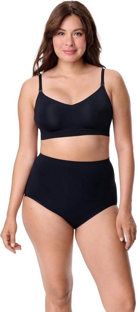 Motherhood Maternity Women's Comfort Nursing Bra with Removable Pads, Wirefree and Seamfree (Black, XL)