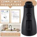 Angle Simple Kitchen Sink Sprayer, G 1/2 or 13/16 Inch Male Thread Connector, Tested to NSF/ANSI/CAN 61 & 372, Faucet Head Replacement, Stream Spray and Pause Mode, Matte Black