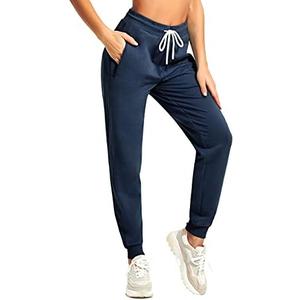 PULI Women Workout Sweatpants Cotton Jogger Ribber Splicing Lounge Sweat Pants with Zipper Pocket Size M