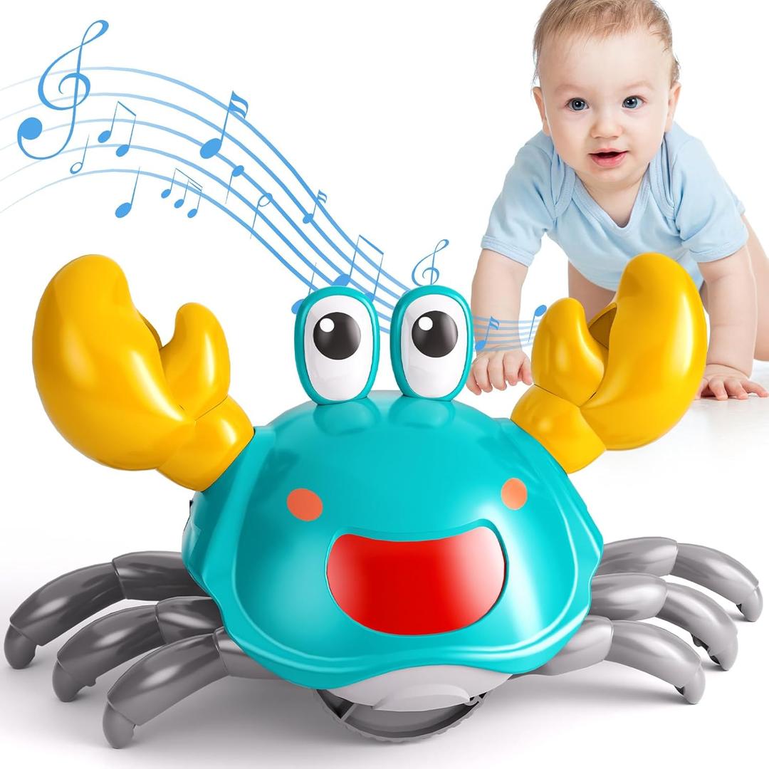 Crawling Crab Toy for 36-48 Months Baby Toys - Sensory Walking Musical Toys, Infant Toys 36 Months, Walking Dancing Moving Crab with Obstacle Avoidance, Birthday Gifts for Toddler
