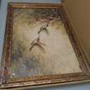 Vintage Hummingbird Wall Art, Ornate Gold Framed Floral Garden Print,, 16"L x 24"W