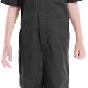 TopTie Boy's Coverall Child's Mechanic Halloween Costume Jumpsuit Short Sleeve (10 Years, Black)