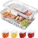 Snackle Box Container with Ice Pack,8 Compartments Portable Serving Tray Snack Box with Ice Tray and Lid,Snack Box Keep Food Cold & Fresh Ice Chilled Platter (1 pcs 8 compartments with ice cube tray)