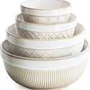 getstar Large Serving Bowls Set of 4, 12/26/42/64 oz Ceramic Stoneware Nesting Bowls Set, Microwave and Dishwasher Safe, Farmhouse Kitchen Versatile Prep Bowls for Fruit Salad Pasta Dessert Cereal (8"+7"+6"+4.5")