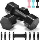 Adjustable Dumbbell Set, 4 in 1 Free Weights Dumbbells Set for Women, Weights for Women at Home, 2lb 3lb 4lb 5lb with TPU Soft Rubber Handle for Home Gym Exercise Training (Black)