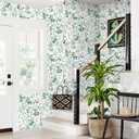 2 x Dimoon 17.3''x78.7''Peel and Stick Wallpaper Renter Friendly Contact Paper Floral Wallpaper Wall Art Waterproof Kitchen Bathroom Cabinet Drawers Thickening Waterproof Stick on Paper Pink Vinyl Wrap (White & Green)