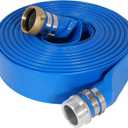 1.5" x 100 ft Backwash Hose for Swimming Pools, Heavy Duty PVC Lay Flat Water Discharge Hose,Durable Pool Drain Hose with Aluminum Pin Lug Fittings for Pump And Filters